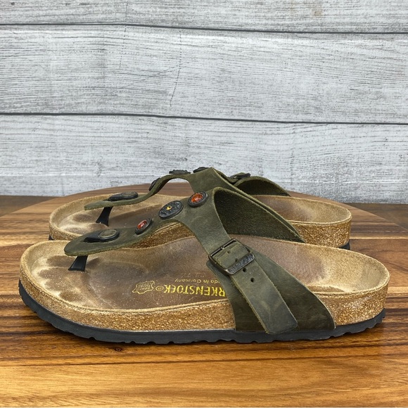 Birkenstock Gizeh Olive Green Jewel Thong Sandal Women’s Size 8 EU 39 - Picture 2 of 12
